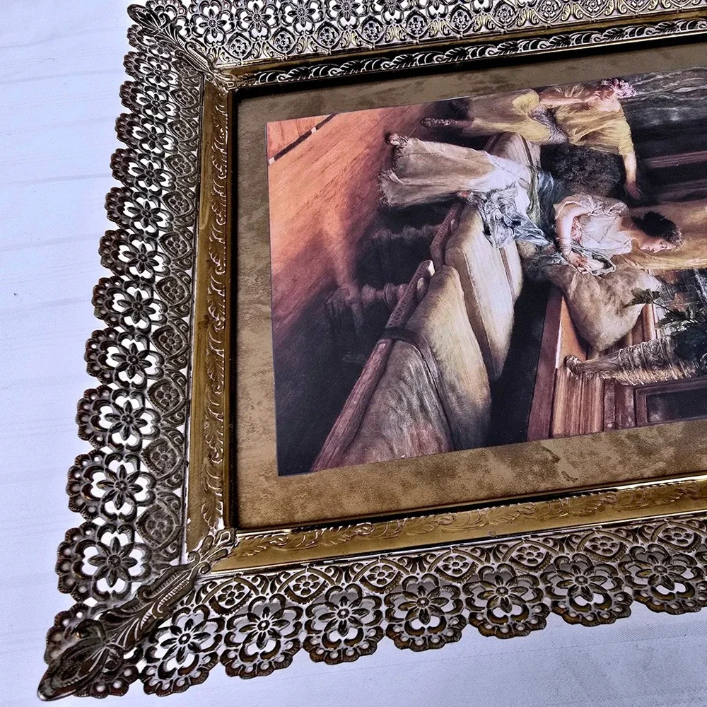 Vintage‎ Gold Filigree Frame Classical Women Print Victorian Style 15x10